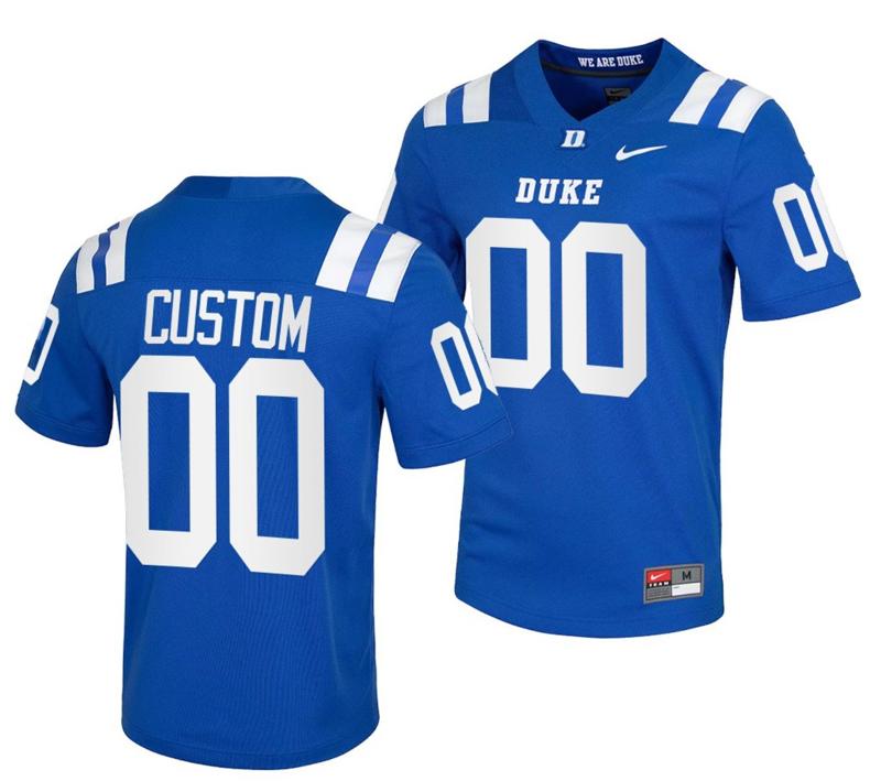 Men's Nike Custom Duke Blue Devils Jersey Name and Number NCAA College Football Replica Blue