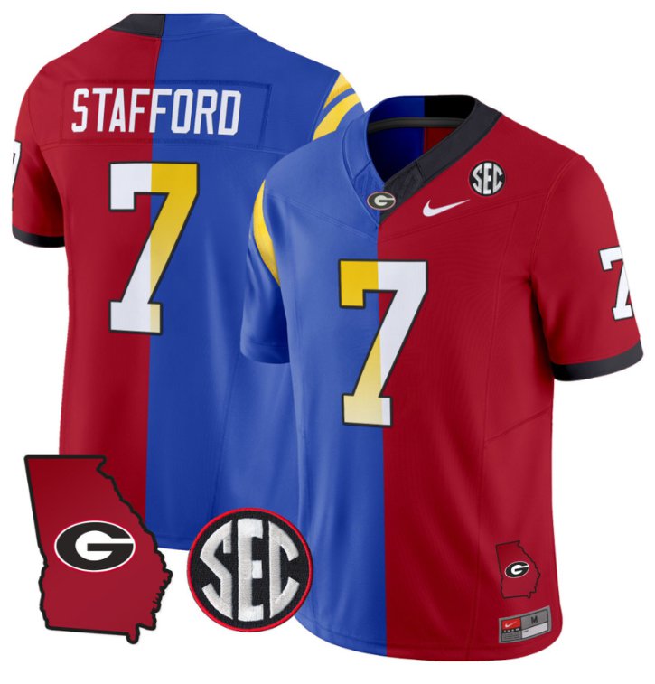 Men's Nike Matthew Stafford Jersey #7 Georgia Bulldogs Split Vapor Limited Football Stiched