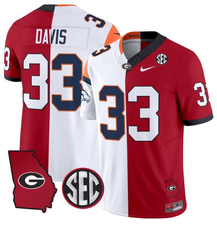 Men's Nike Terrell Davis Jersey #33 Georgia Bulldogs Split Vapor Limited Football Stiched