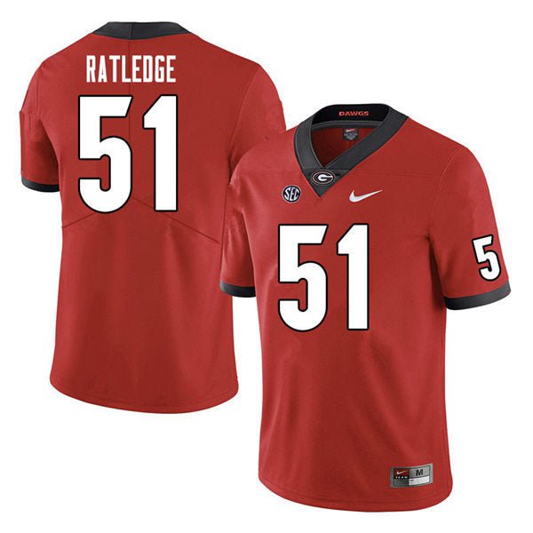 Men's Nike Tate Ratledge Jersey Red #51 Georgia Bulldogs College Football Stitched