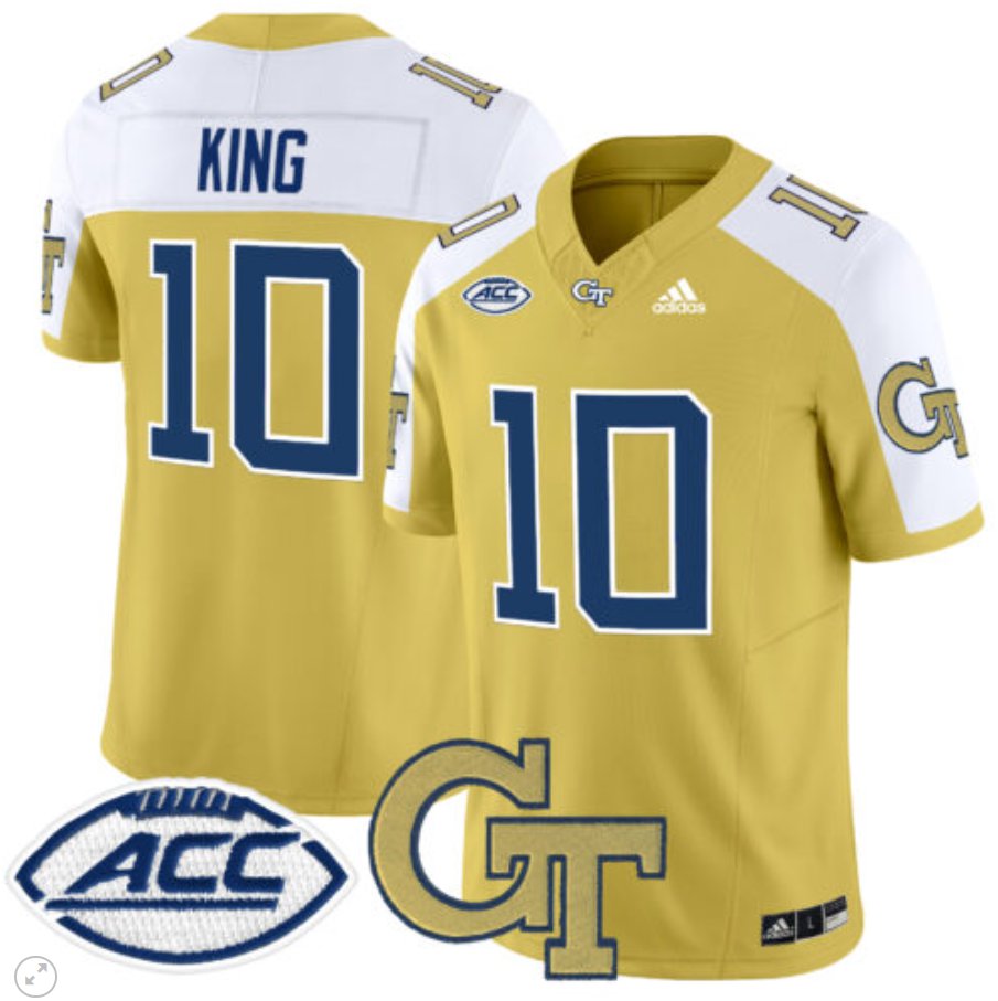 Men's Adidas Haynes King Jersey #10 Georgia Tech Yellow Jackets Vapor Limited Football Gold Alternate