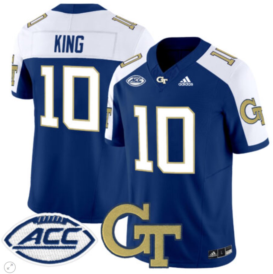 Men's Adidas Haynes King Jersey #10 Georgia Tech Yellow Jackets Vapor Limited Football Navy Alternate