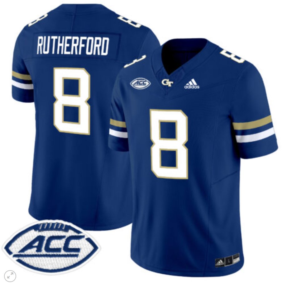 Men's Adidas Malik Rutherford Jersey #8 Georgia Tech Yellow Jackets Vapor Limited Football Navy