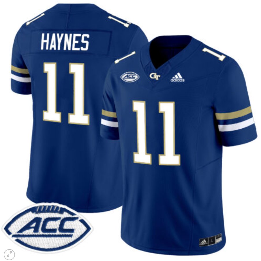 Men's Adidas Jamal Haynes Jersey #11 Georgia Tech Yellow Jackets Vapor Limited Football Navy