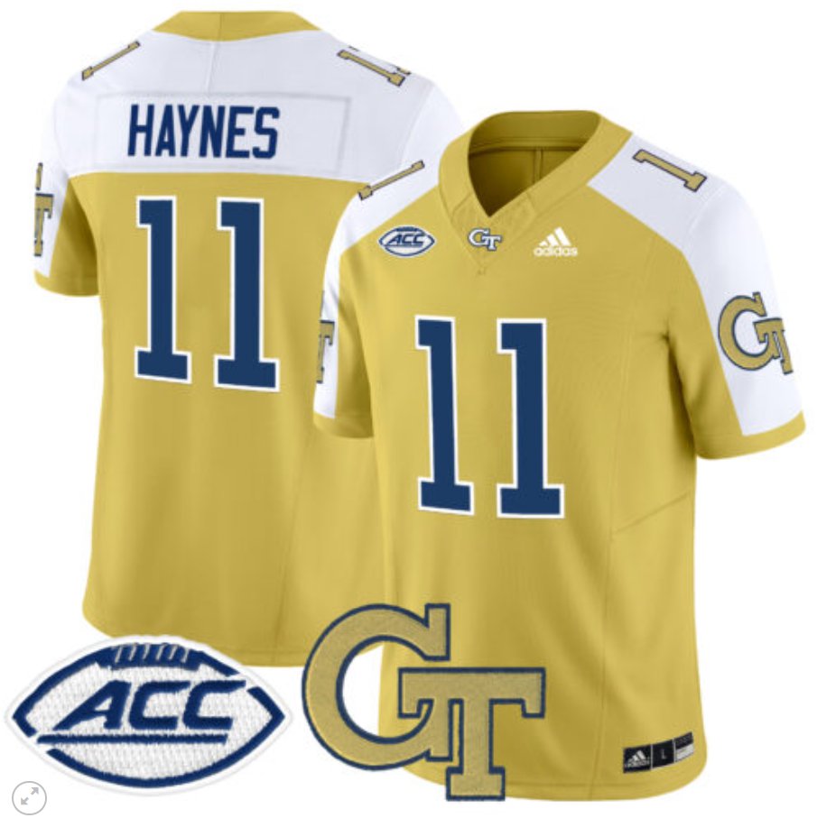 Men's Adidas Jamal Haynes Jersey #11 Georgia Tech Yellow Jackets Vapor Limited Football Gold Alternate