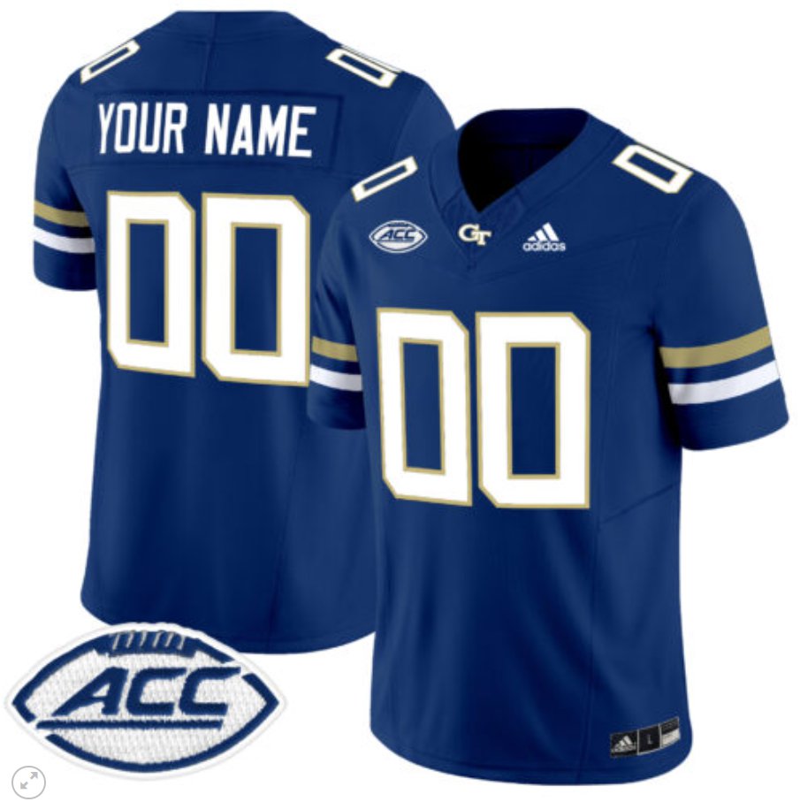 Men's Adidas Custom Georgia Tech Yellow Jackets Jersey Name and Number Vapor Limited Football Navy