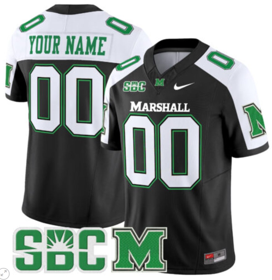 Men's Nike Custom Marshall Thundering Herd Jersey Name and Number Vapor Limited Football Black Alternate