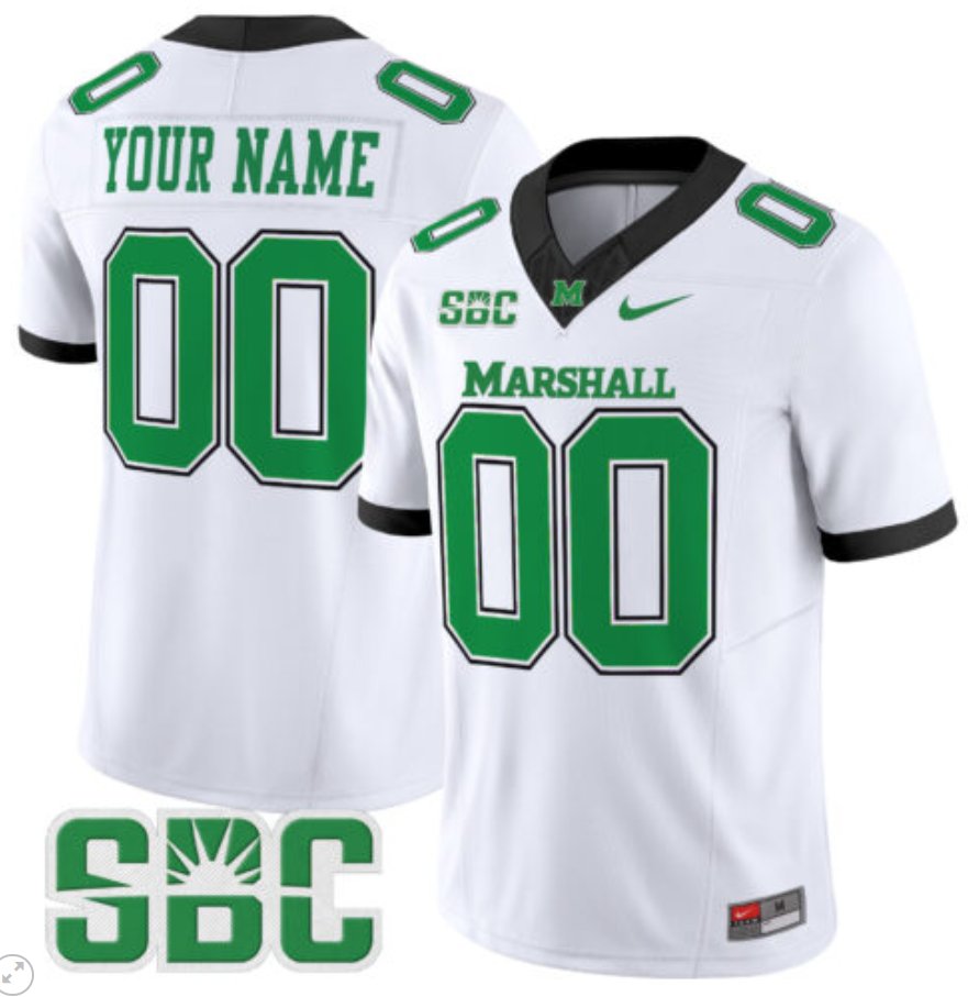 Men's Nike Custom Marshall Thundering Herd Jersey Name and Number Vapor Limited Football White