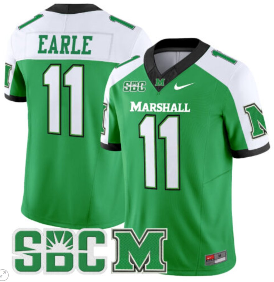 Men's Nike Stone Earle Jersey #11 Marshall Thundering Herd Vapor Limited Football Green Alternate