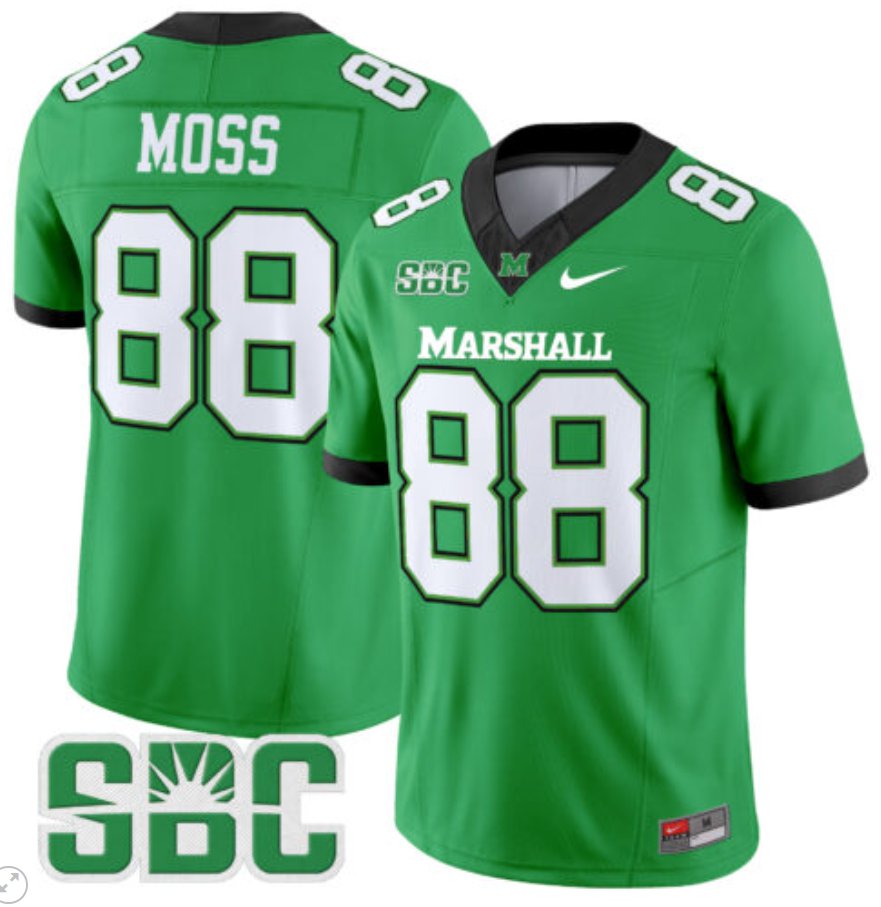 Men's Nike Randy Moss Jersey #88 Marshall Thundering Herd Vapor Limited Football Kelly Green