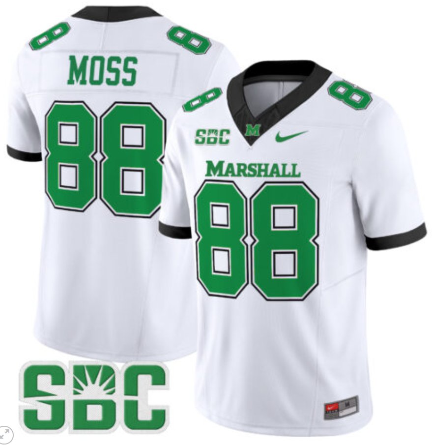 Men's Nike Randy Moss Jersey #88 Marshall Thundering Herd Vapor Limited Football White