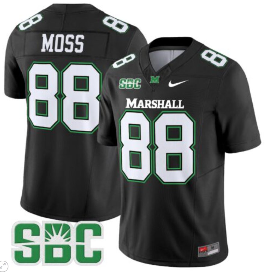 Men's Nike Randy Moss Jersey #88 Marshall Thundering Herd Vapor Limited Football Black