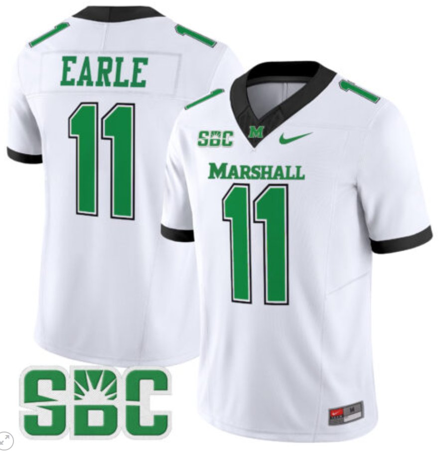 Men's Nike Stone Earle Jersey #11 Marshall Thundering Herd Vapor Limited Football White