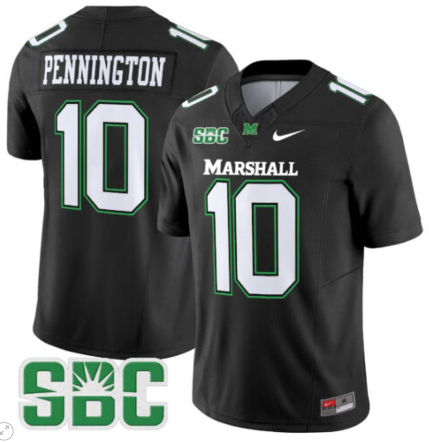 Men's Nike Chad Pennington Jersey #10 Marshall Thundering Herd Vapor Limited Football Black