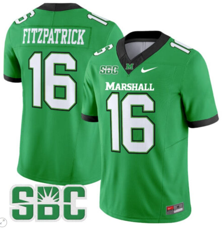 Men's Nike Christian Fitzpatrick Jersey #11 Marshall Thundering Herd Vapor Limited Football Kelly Green