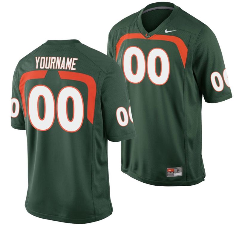 Men's Adidas Custom Miami Hurricanes Jersey Name and Number NCAA College Football Game Green