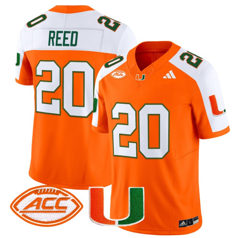 Men's Adidas Ed Reed Jersey #20 Miami Hurricanes Vapor Football Stitched Orange Alternate