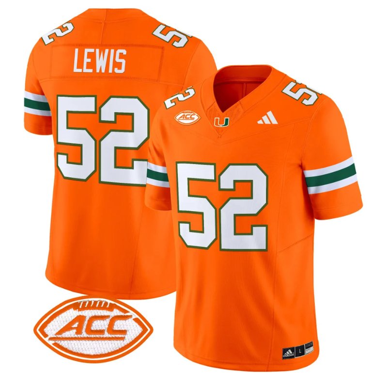 Men's Adidas Ray Lewis Jersey #52 Miami Hurricanes Vapor Football Stitched Orange