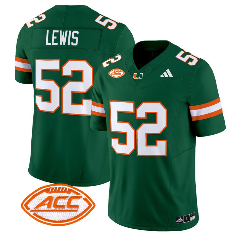 Men's Adidas Ray Lewis Jersey #52 Miami Hurricanes Vapor Football Stitched Green