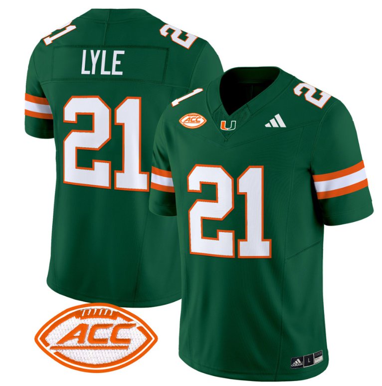 Men's Adidas Jordan Lyle Jersey #21 Miami Hurricanes Vapor Football Stitched Green