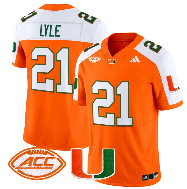 Men's Adidas Jordan Lyle Jersey #21 Miami Hurricanes Vapor Football Stitched Orange Alternate