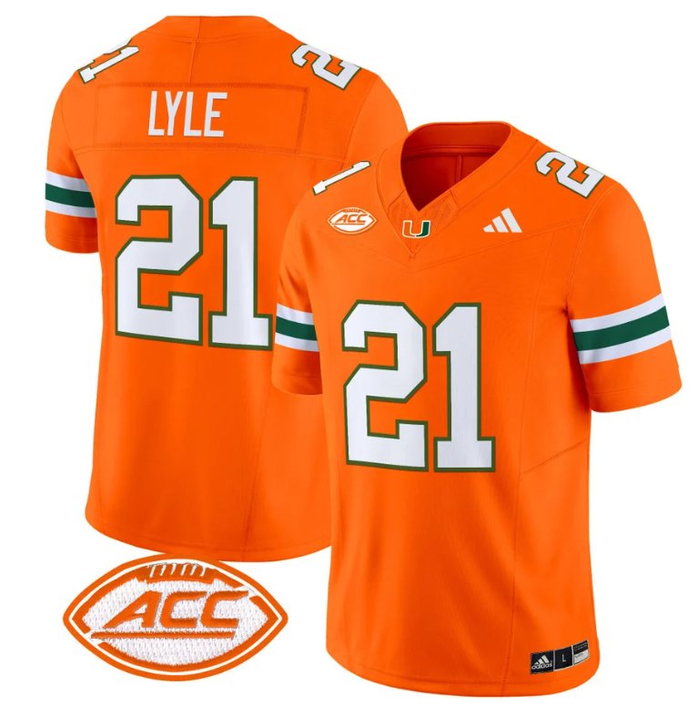 Men's Adidas Jordan Lyle Jersey #21 Miami Hurricanes Vapor Football Stitched Orange