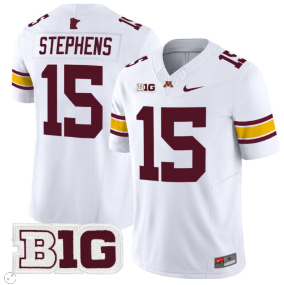 Men's Nike Sandy Stephens Jersey #15 Minnesota Golden Gophers Vapor Limited Football White