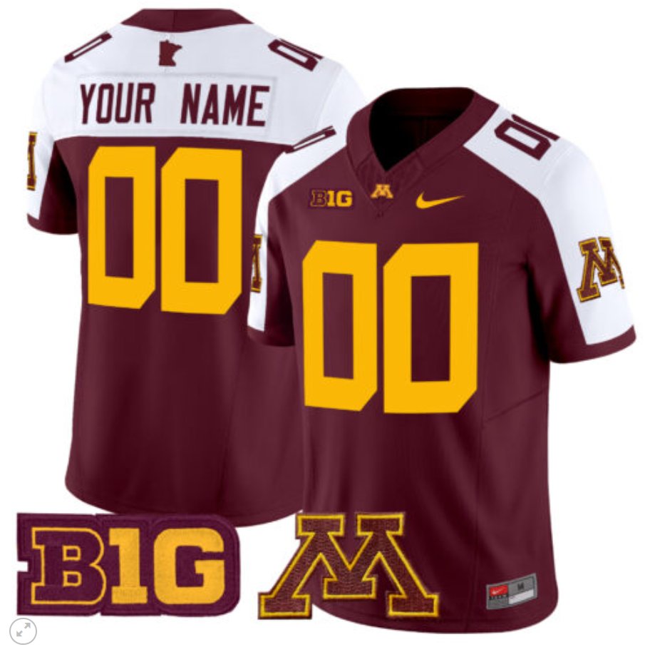 Men's Nike Custom Minnesota Golden Gophers Jersey Name and Number Vapor Limited Football Maroon Alternate