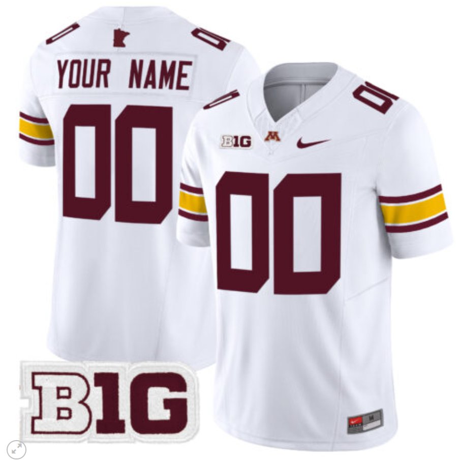 Men's Nike Custom Minnesota Golden Gophers Jersey Name and Number Vapor Limited Football White