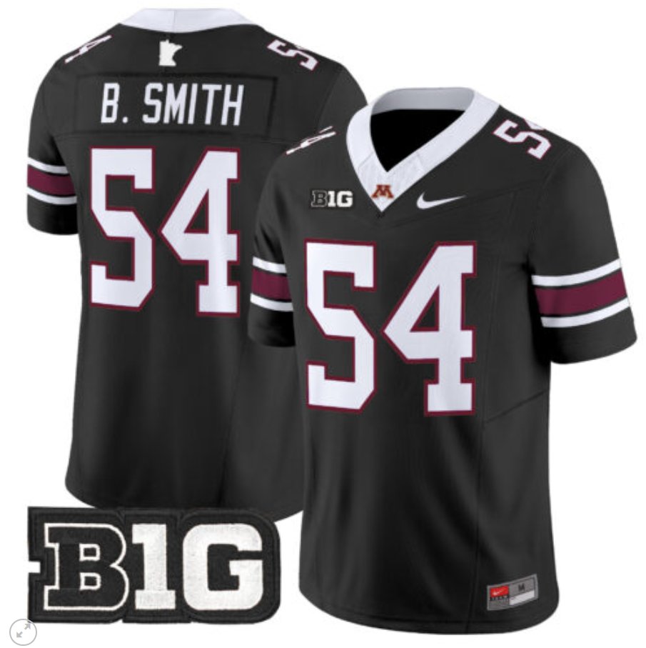 Men's Nike Bruce Smith Jersey #54 Minnesota Golden Gophers Vapor Limited Football Black