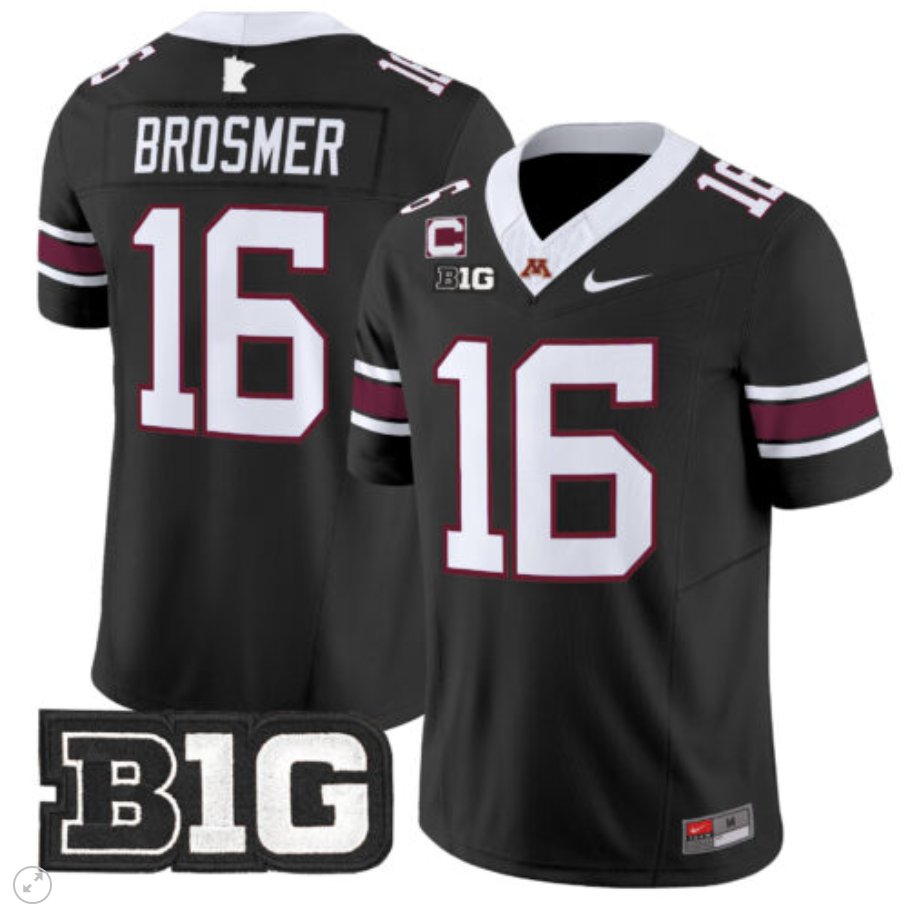 Men's Nike Max Brosmer Jersey #16 Minnesota Golden Gophers Vapor Limited Football Black