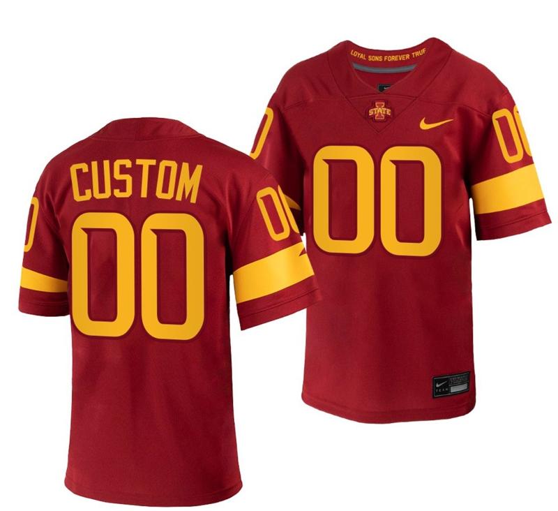 Men's Nike Custom Iowa State Cyclones Jersey Name and Number NCAA College Football Replica Red