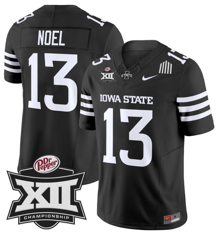 Men's Nike Jaylin Noel Jersey #13 Iowa State 2024 Championship Patch Vapor Black