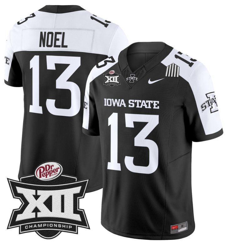 Men's Nike Jaylin Noel Jersey #13 Iowa State 2024 Championship Patch Vapor Black Alternate