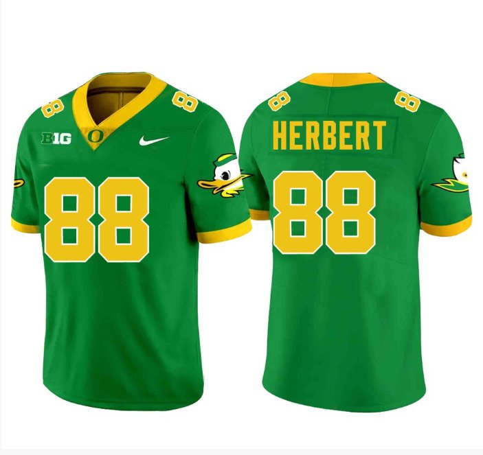 Men's Nike Patrick Herbert Jersey #88 Oregon Ducks Football Green