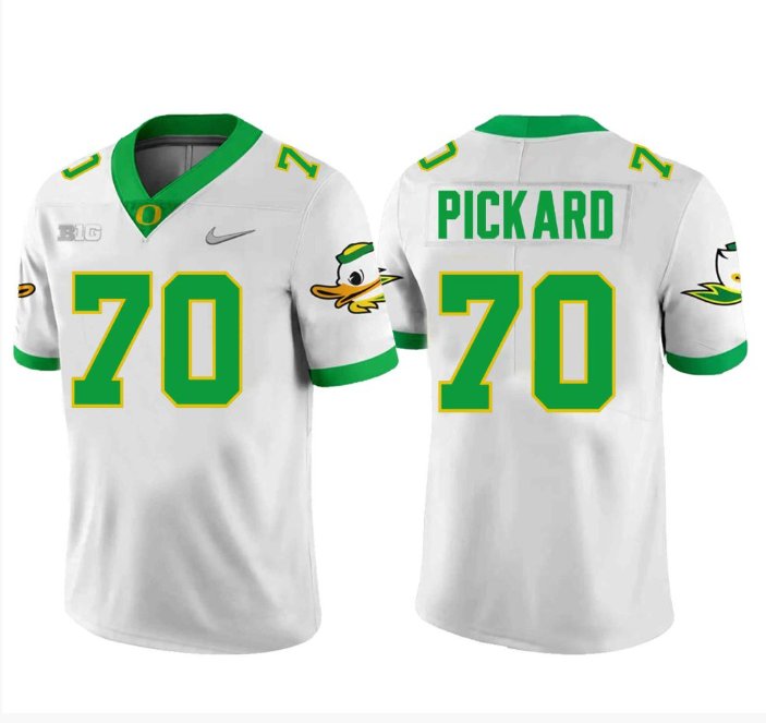 Men's Nike Charlie Pickard Jersey #70 Oregon Ducks Football White