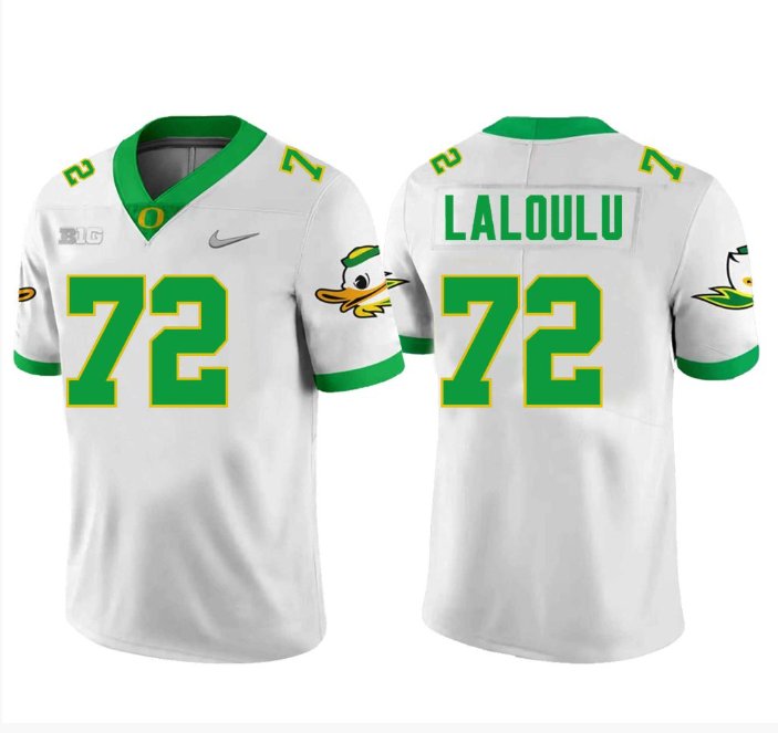 Men's Nike Lapani Laloulu Jersey #72 Oregon Ducks Football White