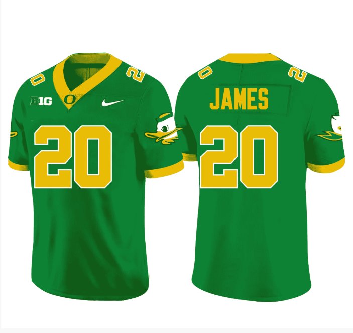 Men's Nike Jordan James Jersey #20 Oregon Ducks Football Green