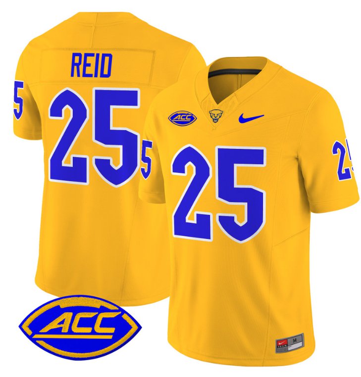 Men's Nike Desmond Reid Jersey #25 Pittsburgh Panthers Vapor Limited College Football Stitched Gold