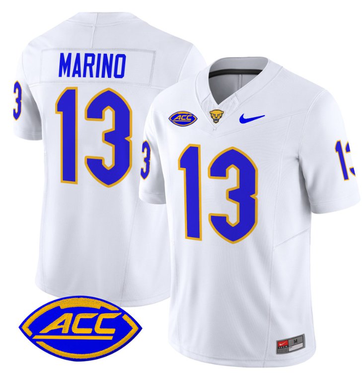 Men's Nike Dan Marino Jersey #13 Pittsburgh Panthers Vapor Limited College Football Stitched White