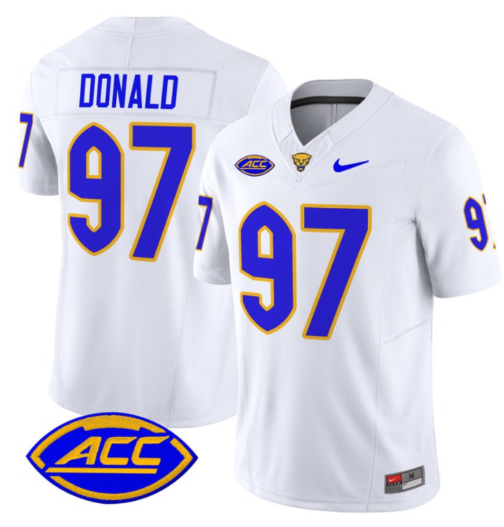 Men's Nike Aaron Donald Jersey #97 Pittsburgh Panthers Vapor Limited College Football Stitched White