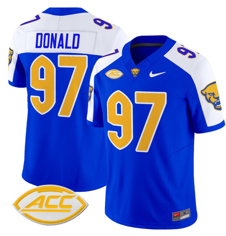 Men's Nike Aaron Donald Jersey #97 Pittsburgh Panthers Vapor Limited College Football Royal Alternate