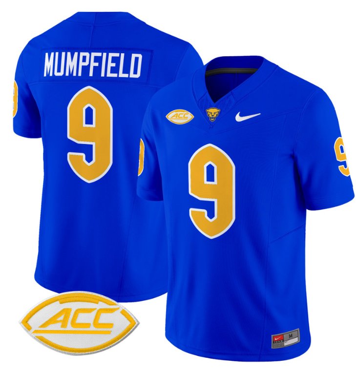 Men's Nike Konata Mumpfield Jersey #9 Pittsburgh Panthers Vapor Limited College Football Stitched Royal