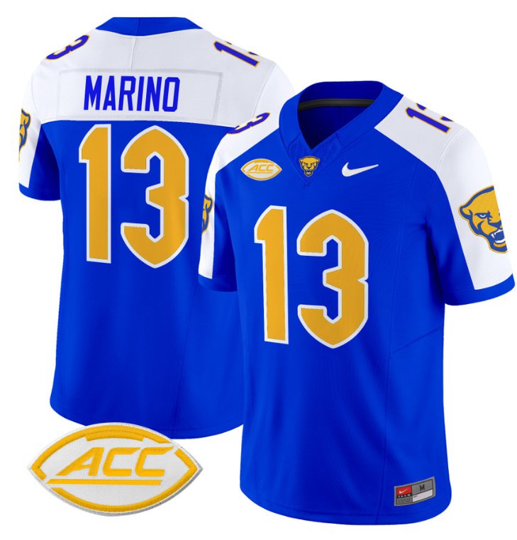 Men's Nike Dan Marino Jersey #13 Pittsburgh Panthers Vapor Limited College Football Stitched Royal Alternate