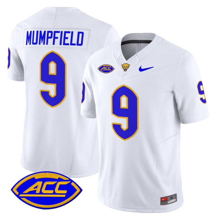 Men's Nike Konata Mumpfield Jersey #9 Pittsburgh Panthers Vapor Limited College Football Stitched White