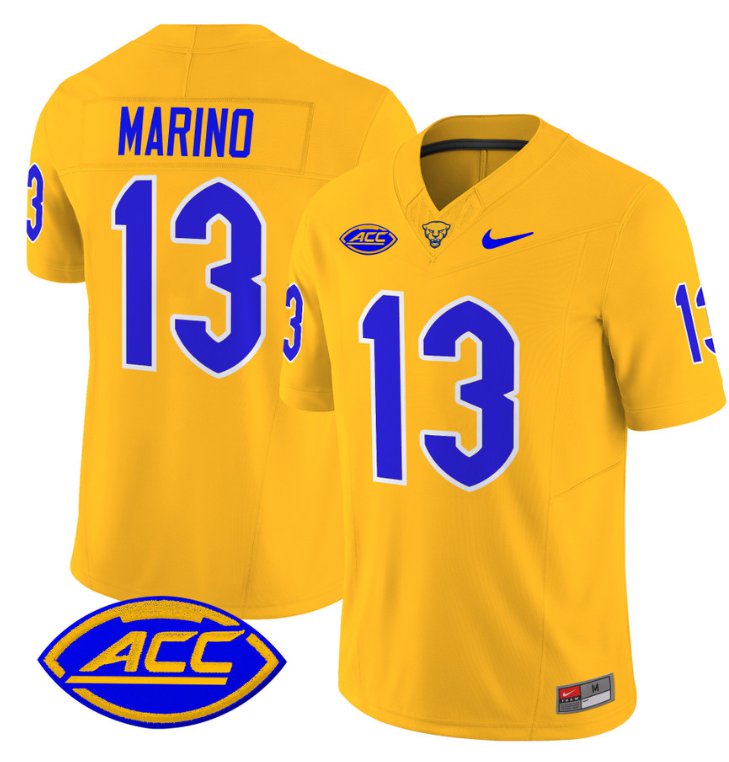 Men's Nike Dan Marino Jersey #13 Pittsburgh Panthers Vapor Limited College Football Stitched Gold