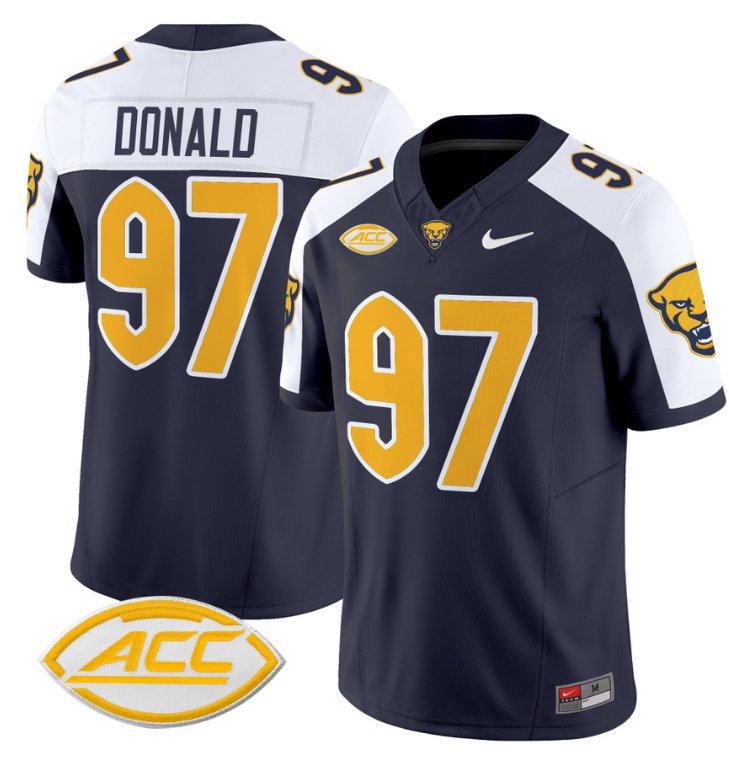 Men's Nike Aaron Donald Jersey #97 Pittsburgh Panthers Vapor Limited College Football Stitched Navy Alternate