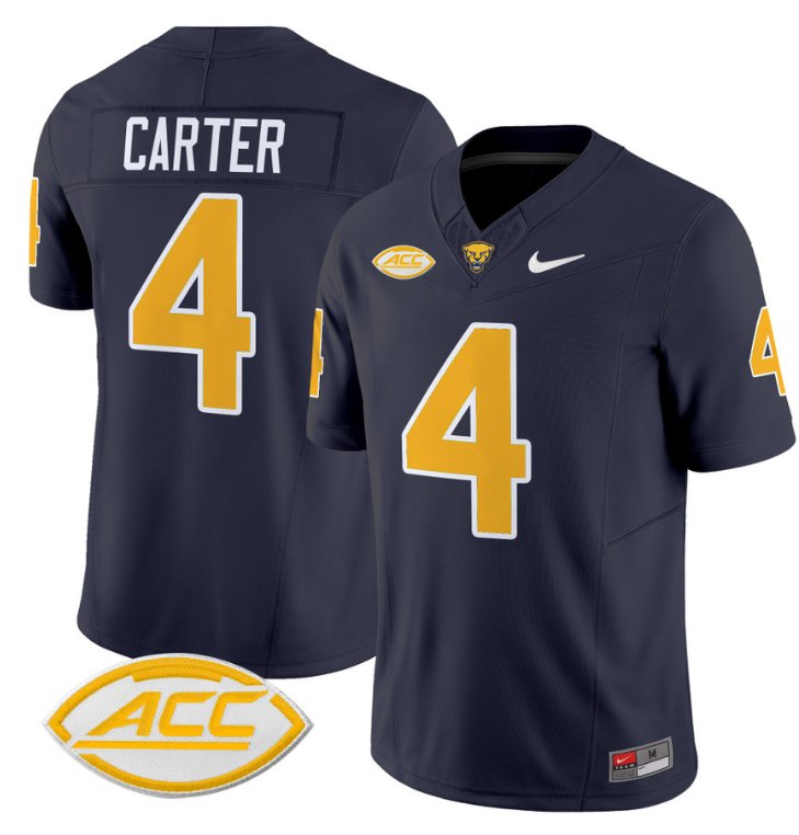 Men's Nike Daniel Carter Jersey #4 Pittsburgh Panthers Vapor Limited College Football Stitched Navy