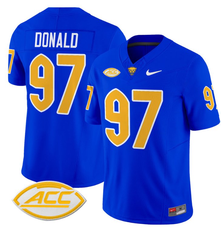 Men's Nike Aaron Donald Jersey #97 Pittsburgh Panthers Vapor Limited College Football Stitched Royal