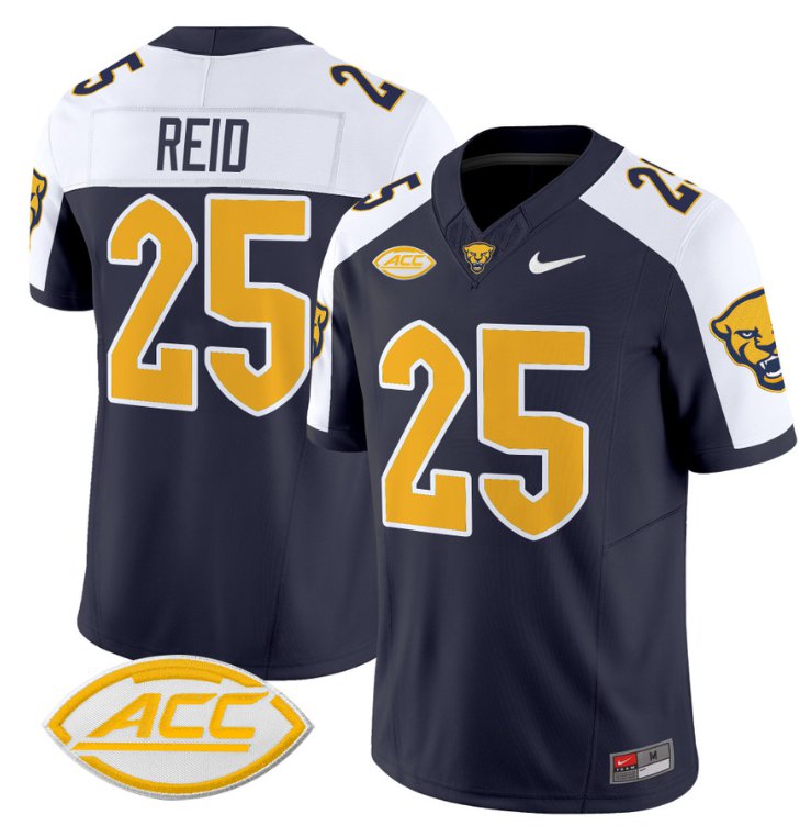 Men's Nike Desmond Reid Jersey #25 Pittsburgh Panthers Vapor Limited College Football Stitched Navy Alternate